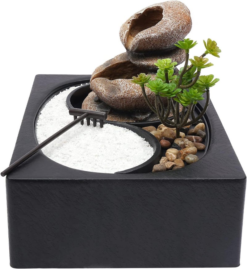 CaLaOCO Indoor Fountain Rockery Tabletop Fountain with an Tree Elaxation Water Feature Meditation Desktop Fountains for Home Office Decor or Giving 11.4' x 8.3'' x 8.7'' with LED Light - Image 5